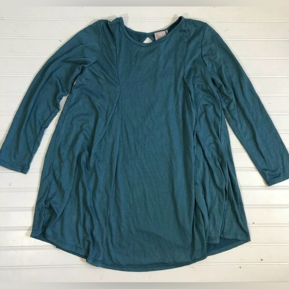 For All Seasons By Paper Crane Nordstrom Teal Keyhole Shirt Women Size Large - Picture 7 of 12